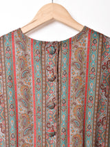 総柄 長袖ワンピース