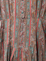 総柄 長袖ワンピース