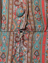 総柄 長袖ワンピース