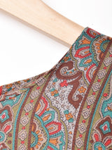 総柄 長袖ワンピース