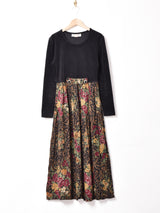 アメリカ製 花柄 切り替えデザイン 長袖ワンピース