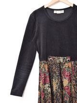 アメリカ製 花柄 切り替えデザイン 長袖ワンピース