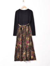 アメリカ製 花柄 切り替えデザイン 長袖ワンピース