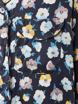 イタリア製 花柄 長袖 開襟 シルクシャツ