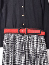 カナダ製 ベルト付き 切り替えデザイン 長袖ワンピース