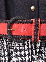 カナダ製 ベルト付き 切り替えデザイン 長袖ワンピース