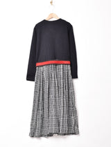 カナダ製 ベルト付き 切り替えデザイン 長袖ワンピース