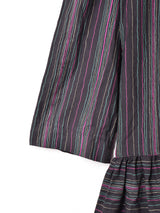 ストライプ ラッフル 長袖ワンピース