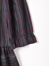 ストライプ ラッフル 長袖ワンピース