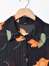 花柄 シアーシャツ