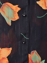 花柄 シアーシャツ