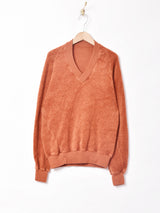 Vネック 長袖 リブトップス