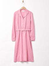 アメリカ製 ベルト付き オープンカラー 長袖ワンピース