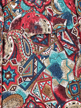 総柄 開襟 長袖シャツ