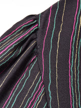 ストライプ ラッフル 長袖ワンピース