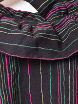 ストライプ ラッフル 長袖ワンピース