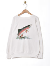 魚 プリントスウェットシャツ