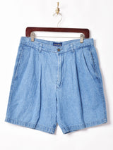 タック入り デニムショートパンツ W32