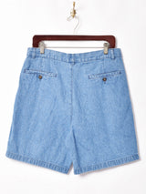 タック入り デニムショートパンツ W32