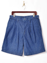 タック入り デニムショートパンツ W33