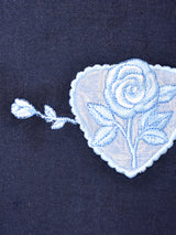 襟付き 花刺繍 スウェットシャツ