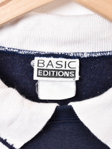 襟付き 花刺繍 スウェットシャツ