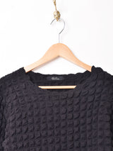 【2色展開】 エンボス 長袖 クロップドトップス