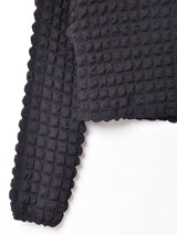 【2色展開】 エンボス 長袖 クロップドトップス