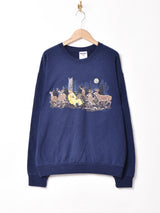 トナカイ プリントスウェットシャツ