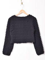 【2色展開】 エンボス 長袖 クロップドトップス