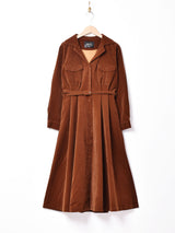 【3色展開】Meridianコーデュロイ ドレスコート ワンピース