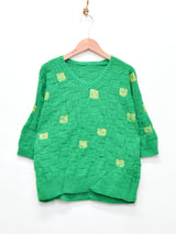 スクエアデザイン 半袖セーター