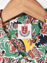 総柄 ダブルポケット 半袖シャツ