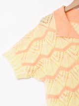 ウェーブデザイン 半袖セーター