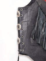 バラ レースアップ フリンジ レザーベスト