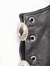 バラ レースアップ フリンジ レザーベスト