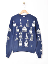 アメリカ製 灯台 総柄 スウェットシャツ