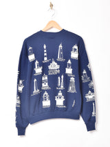 アメリカ製 灯台 総柄 スウェットシャツ