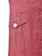 ビッグボタン オープンカラー スリーブレスワンピース