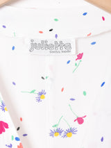 花柄 半袖ノーカラーシャツ