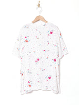 花柄 半袖ノーカラーシャツ