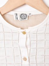 イタリア製 ノーカラー リネンブラウス