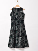 Emerald Motel 総柄 スリーブレス ベロアワンピース