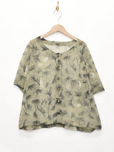 総柄 半袖シアーシャツ