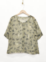 総柄 半袖シアーシャツ