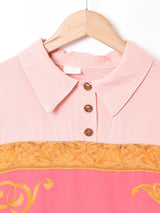 後染め エンブレムプリント半袖トップス