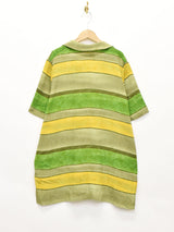 マルチボーダー オープンカラー半袖シャツ