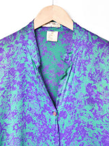 総柄 オープンカラー半袖リボンシャツ