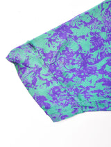 総柄 オープンカラー半袖リボンシャツ