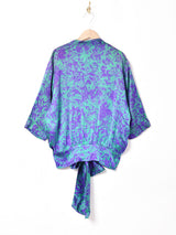 総柄 オープンカラー半袖リボンシャツ